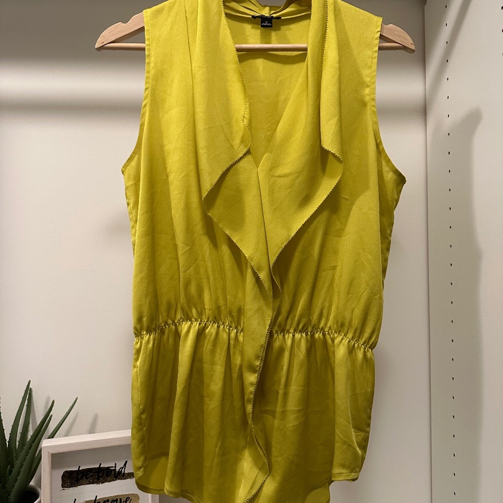Yellow silk ruffle top